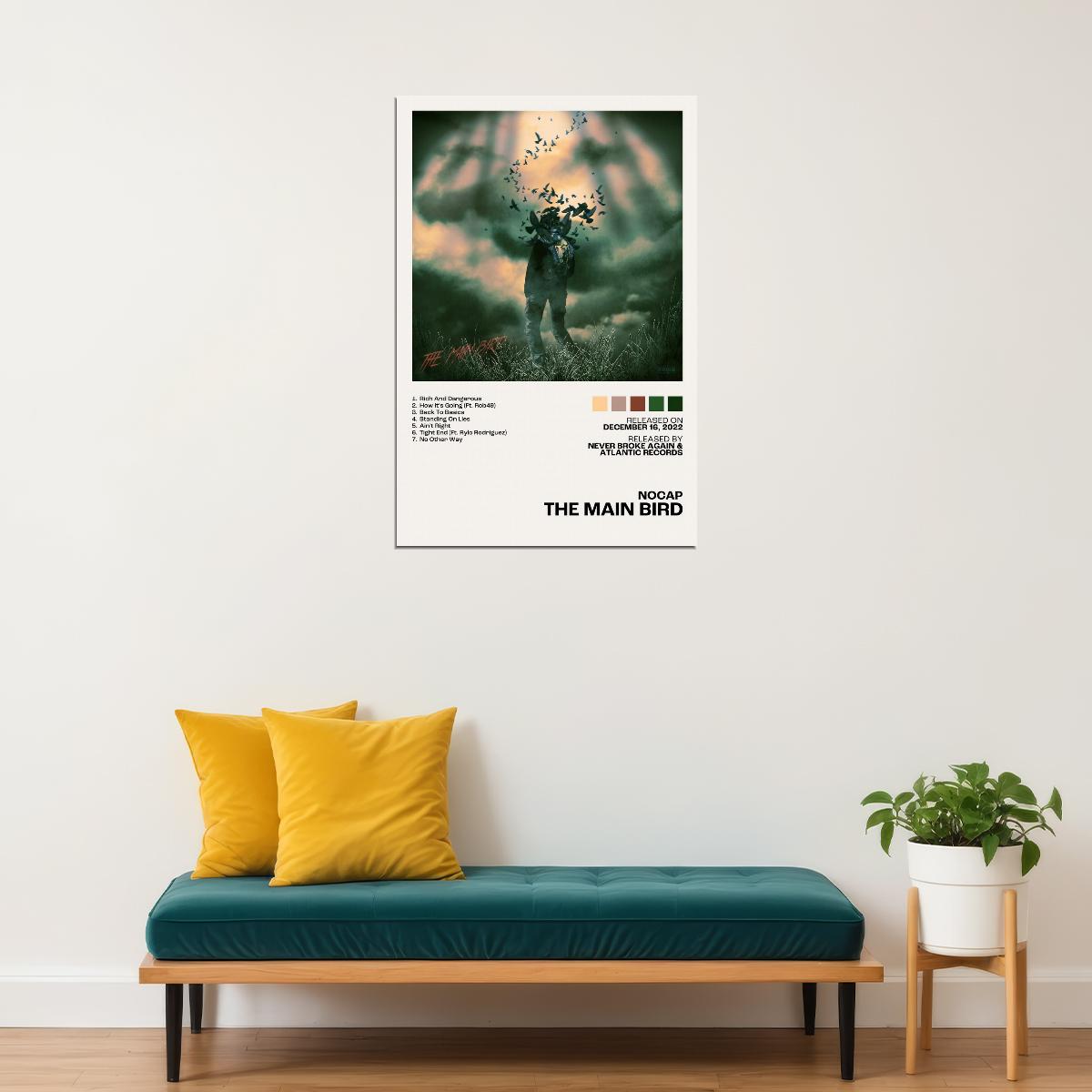 NoCap The Main Bird Album Cover Music Poster Rap Home Decor For Living Room Hip-Hop Aesthetic Rapper Album Wall Art Records Poster Wall Decor For Bedroom - xonomax