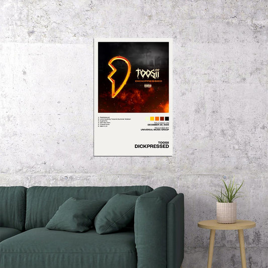 Toosii DICKPRESSED Album Cover Music Poster Rap Home Decor For Living Room Hip-Hop Aesthetic Rapper Album Wall Art Records Poster Wall Decor For Bedroom - xonomax