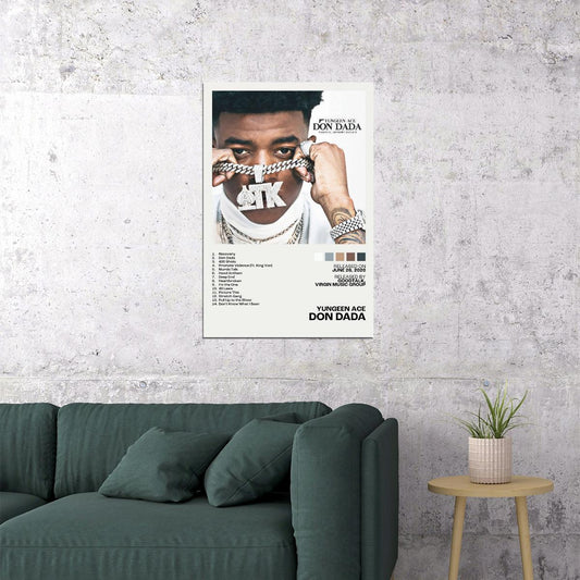 Yungeen Ace Don Dada Album Cover Music Poster Rap Home Decor For Living Room Hip-Hop Aesthetic Rapper Album Wall Art Records Poster Wall Decor For Bedroom - xonomax