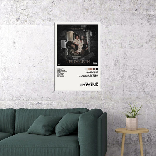 Yungeen Ace Life I’m Livin Album Cover Music Poster Rap Home Decor For Living Room Hip-Hop Aesthetic Rapper Album Wall Art Records Poster Wall Decor For Bedroom - xonomax