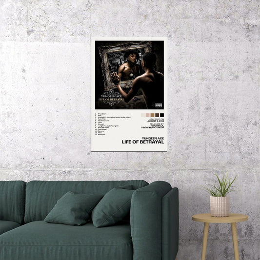 Yungeen Ace Life of Betrayal Album Cover Music Poster Rap Home Decor For Living Room Hip-Hop Aesthetic Rapper Album Wall Art Records Poster Wall Decor For Bedroom - xonomax