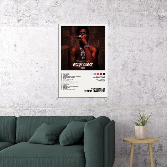 Yungeen Ace Step Harder Album Cover Music Poster Rap Home Decor For Living Room Hip-Hop Aesthetic Rapper Album Wall Art Records Poster Wall Decor For Bedroom - xonomax
