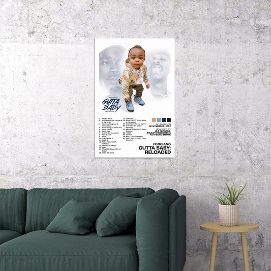 Foogiano Gutta Baby Reloaded Album Cover Music Poster Rap Home Decor For Living Room Hip-Hop Aesthetic Rapper Album Wall Art Records Poster Wall Decor For Bedroom - xonomax