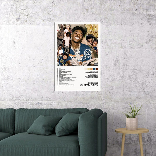 Foogiano Gutta Baby Album Cover Music Poster Rap Home Decor For Living Room Hip-Hop Aesthetic Rapper Album Wall Art Records Poster Wall Decor For Bedroom - xonomax