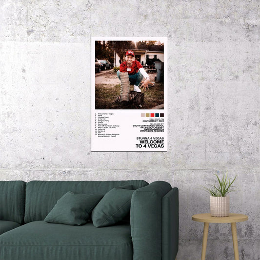 Stunna 4 Vegas Welcome to 4 Vegas Album Cover Music Poster Rap Home Decor For Living Room Hip-Hop Aesthetic Rapper Album Wall Art Records Poster Wall Decor For Bedroom - xonomax