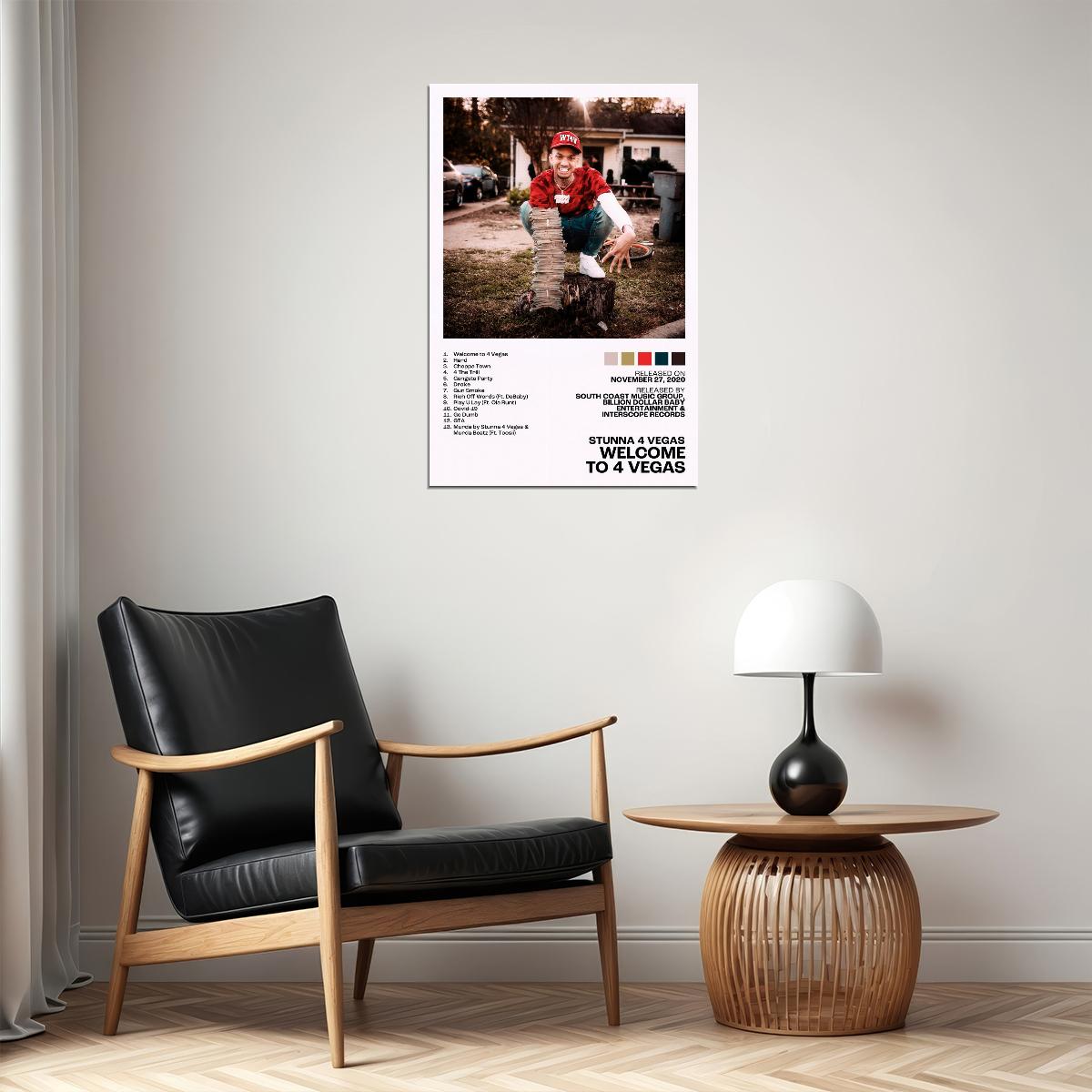 Stunna 4 Vegas Welcome to 4 Vegas Album Cover Music Poster Rap Home Decor For Living Room Hip-Hop Aesthetic Rapper Album Wall Art Records Poster Wall Decor For Bedroom - xonomax