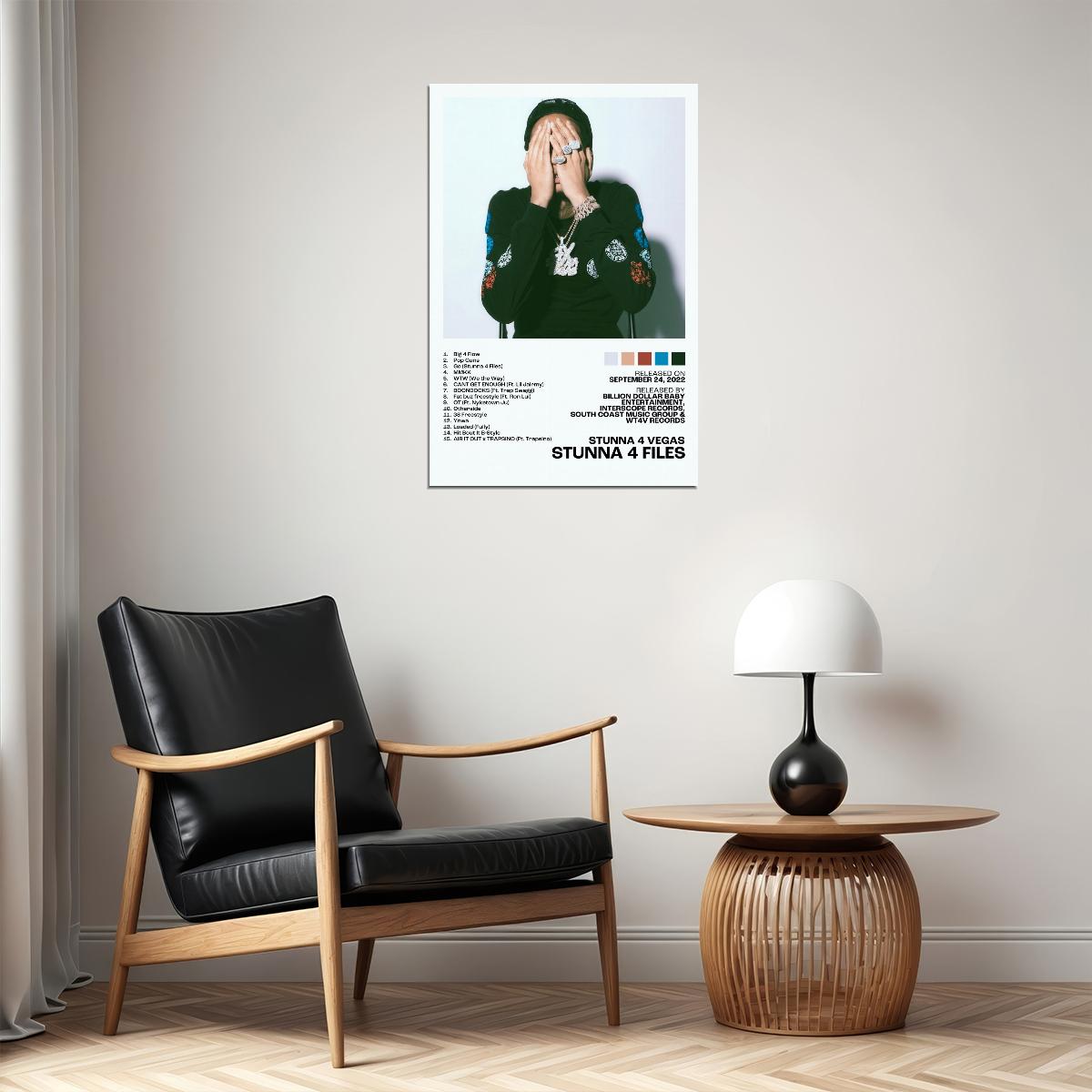 Stunna 4 Vegas Stunna 4 Files Album Cover Music Poster Rap Home Decor For Living Room Hip-Hop Aesthetic Rapper Album Wall Art Records Poster Wall Decor For Bedroom