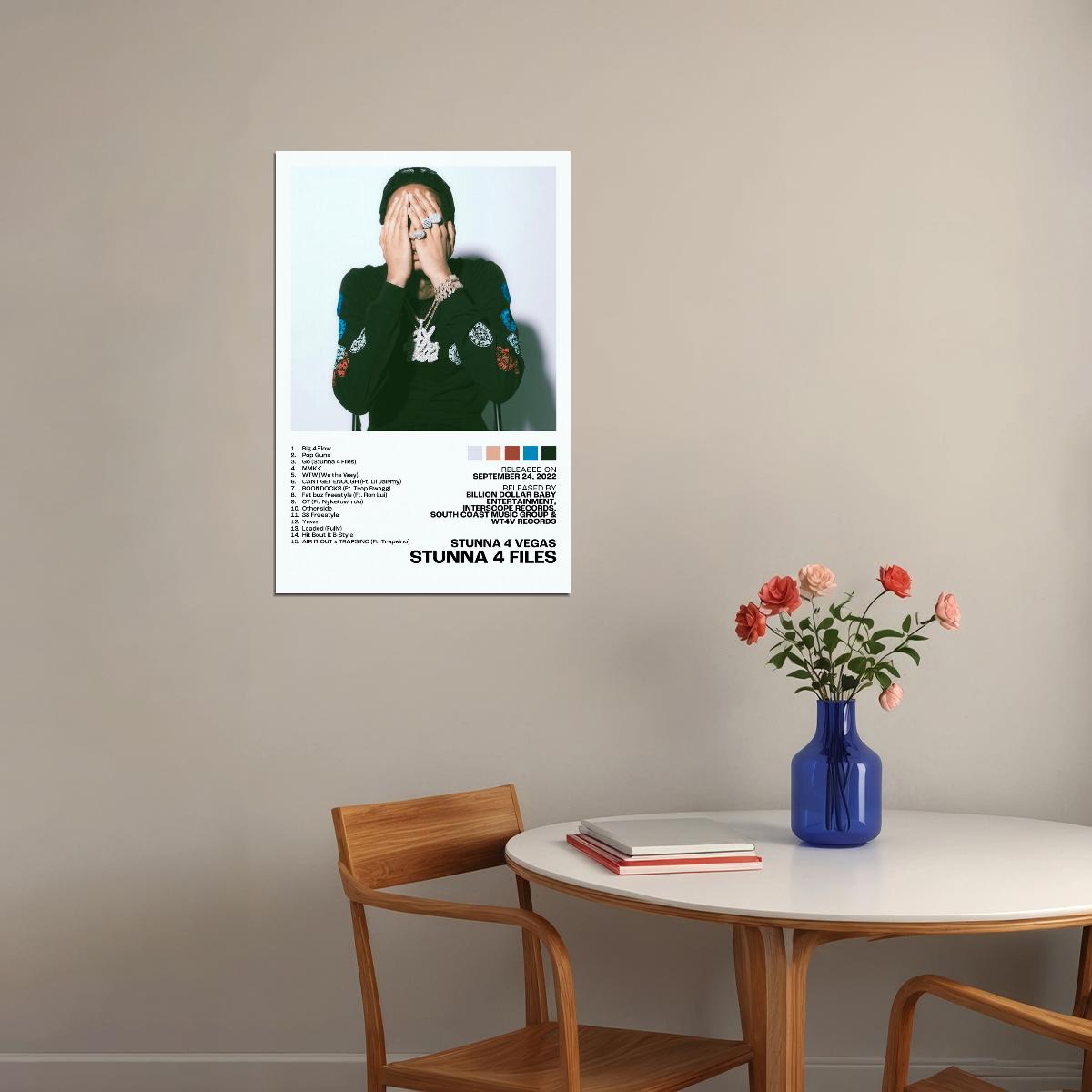 Stunna 4 Vegas Stunna 4 Files Album Cover Music Poster Rap Home Decor For Living Room Hip-Hop Aesthetic Rapper Album Wall Art Records Poster Wall Decor For Bedroom