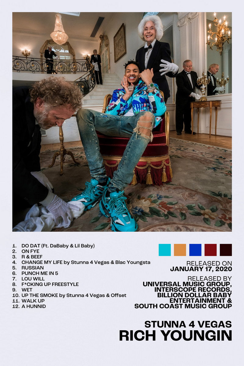 Stunna 4 Vegas RICH YOUNGIN Album Cover Music Poster Rap Home Decor For Living Room Hip-Hop Aesthetic Rapper Album Wall Art Records Poster Wall Decor For Bedroom - xonomax