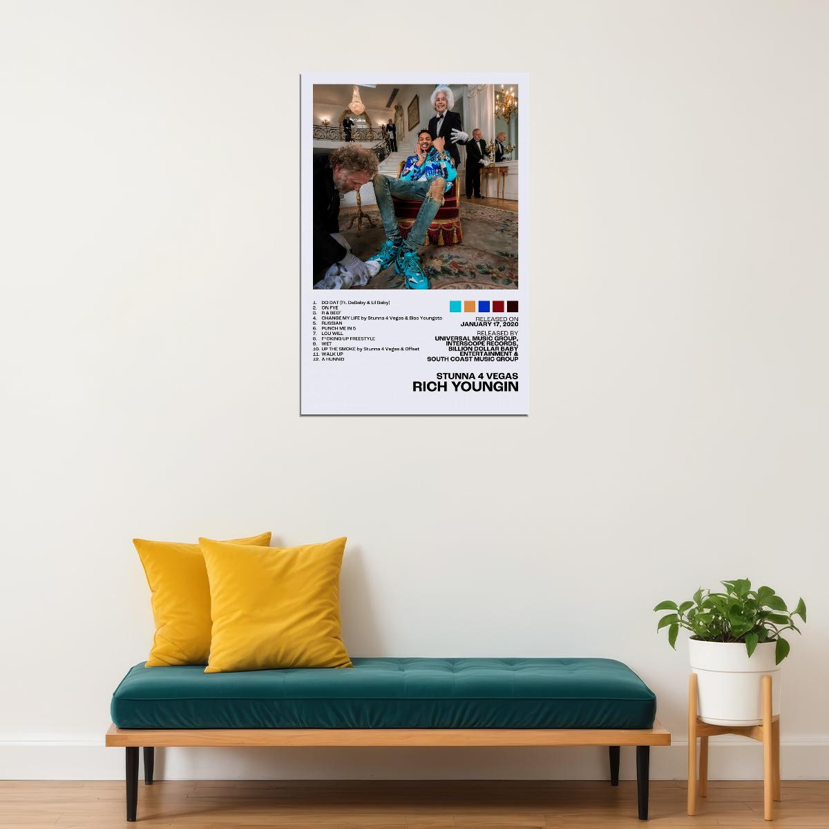 Stunna 4 Vegas RICH YOUNGIN Album Cover Music Poster Rap Home Decor For Living Room Hip-Hop Aesthetic Rapper Album Wall Art Records Poster Wall Decor For Bedroom - xonomax