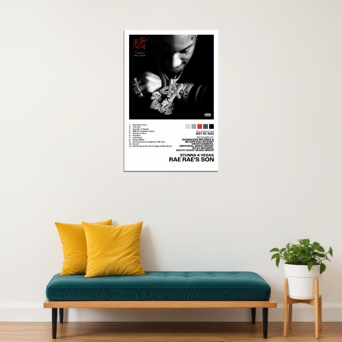 Stunna 4 Vegas Rae Rae’s Son Album Cover Music Poster Rap Home Decor For Living Room Hip-Hop Aesthetic Rapper Album Wall Art Records Poster Wall Decor For Bedroom - xonomax