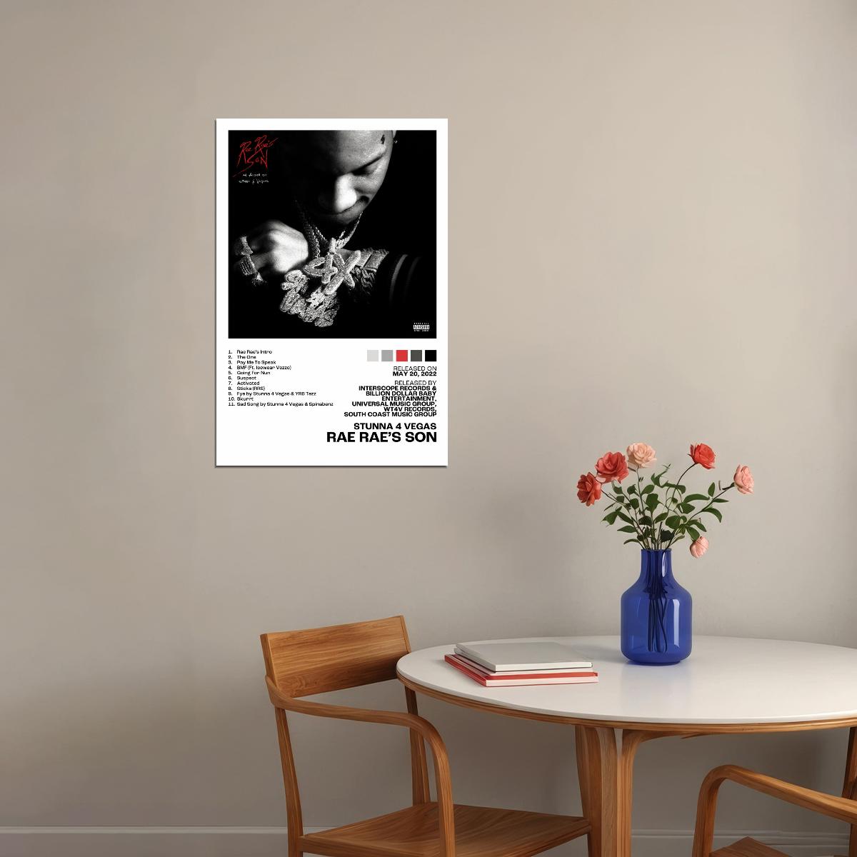Stunna 4 Vegas Rae Rae’s Son Album Cover Music Poster Rap Home Decor For Living Room Hip-Hop Aesthetic Rapper Album Wall Art Records Poster Wall Decor For Bedroom - xonomax