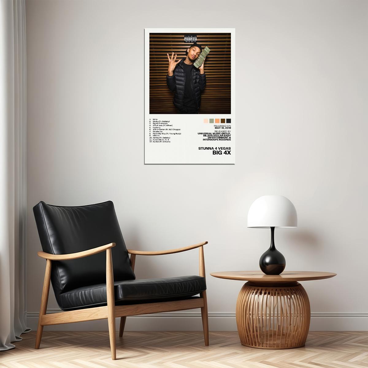 Stunna 4 Vegas BIG 4x Album Cover Music Poster Rap Home Decor For Living Room Hip-Hop Aesthetic Rapper Album Wall Art Records Poster Wall Decor For Bedroom - xonomax