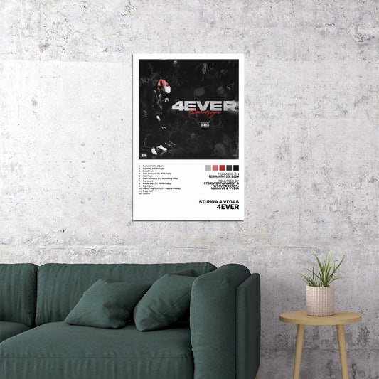 Stunna 4 Vegas 4EVER Album Cover Music Poster Rap Home Decor For Living Room Hip-Hop Aesthetic Rapper Album Wall Art Records Poster Wall Decor For Bedroom - xonomax