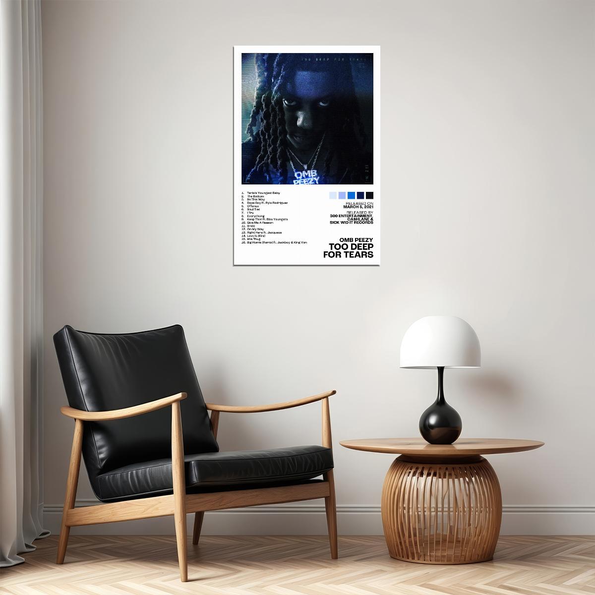 OMB Peezy Too Deep For Tears Album Cover Music Poster Rap Home Decor For Living Room Hip-Hop Aesthetic Rapper Album Wall Art Records Poster Wall Decor For Bedroom - xonomax