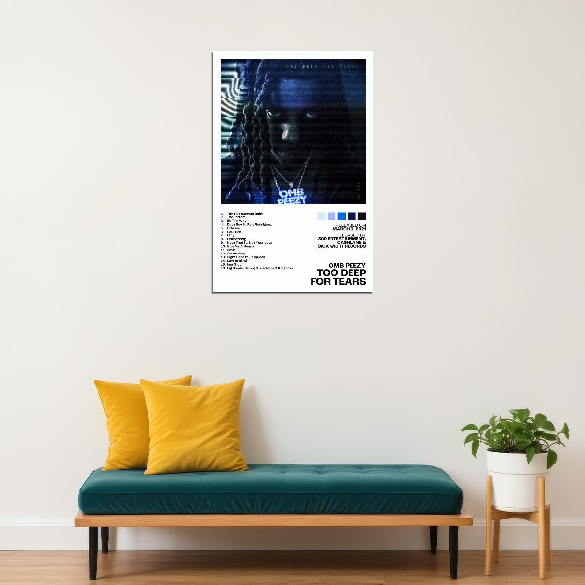 OMB Peezy Too Deep For Tears Album Cover Music Poster Rap Home Decor For Living Room Hip-Hop Aesthetic Rapper Album Wall Art Records Poster Wall Decor For Bedroom - xonomax