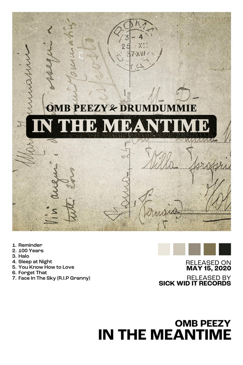 OMB Peezy In The Meantime Album Cover Music Poster Rap Home Decor For Living Room Hip-Hop Aesthetic Rapper Album Wall Art Records Poster Wall Decor For Bedroom - xonomax