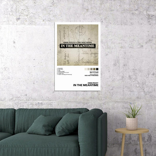 OMB Peezy In The Meantime Album Cover Music Poster Rap Home Decor For Living Room Hip-Hop Aesthetic Rapper Album Wall Art Records Poster Wall Decor For Bedroom - xonomax