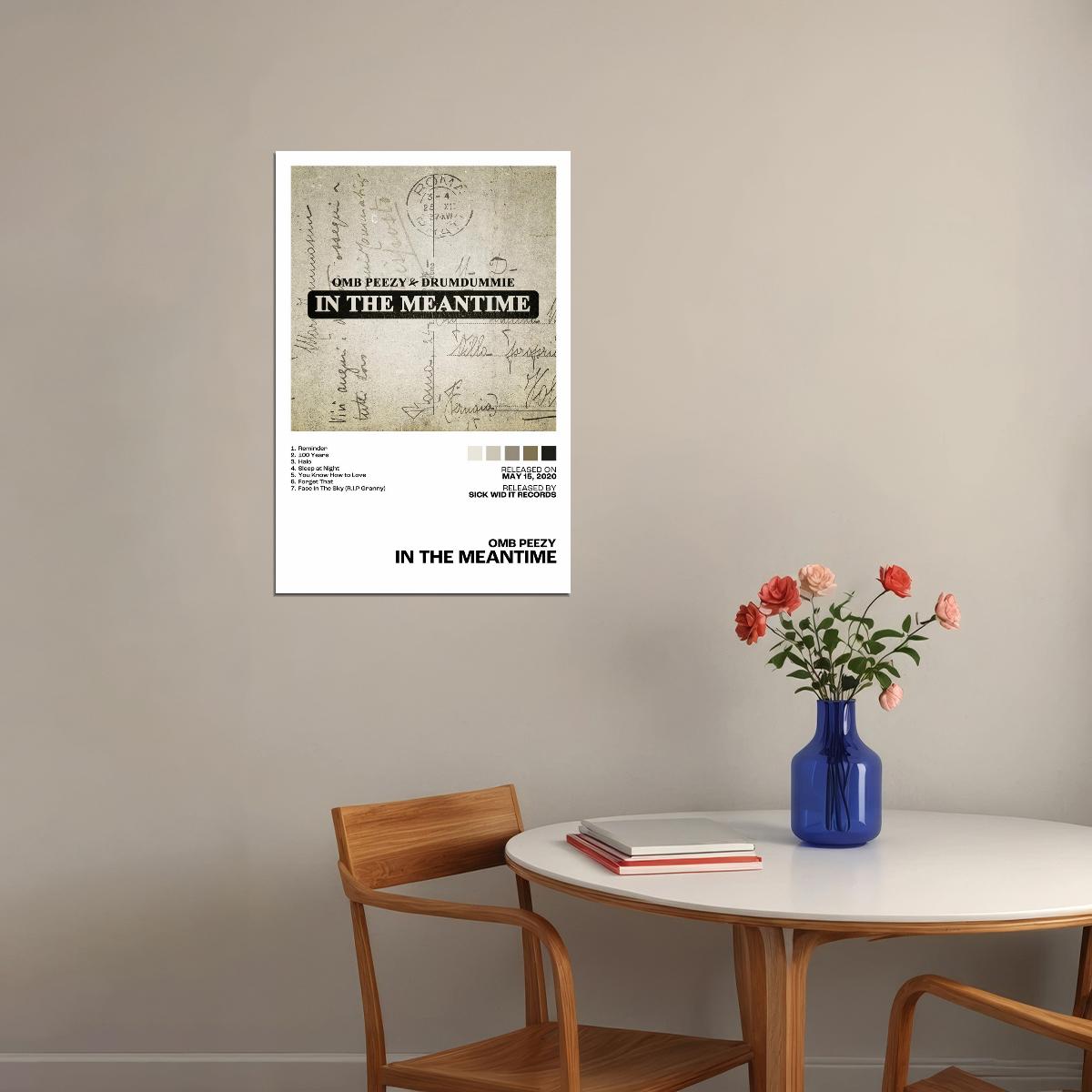 OMB Peezy In The Meantime Album Cover Music Poster Rap Home Decor For Living Room Hip-Hop Aesthetic Rapper Album Wall Art Records Poster Wall Decor For Bedroom - xonomax