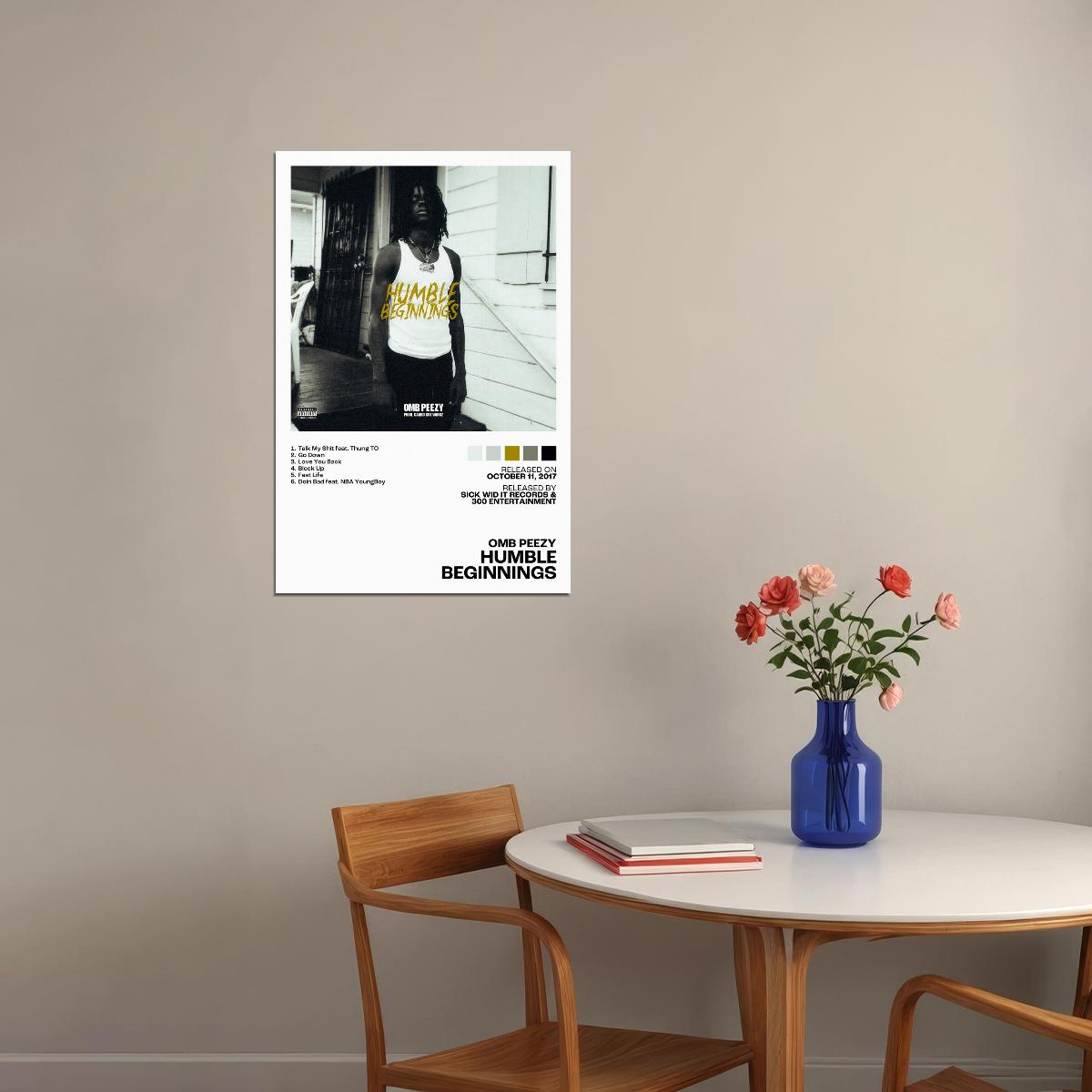 OMB Peezy Humble Beginnings Album Cover Music Poster Rap Home Decor For Living Room Hip-Hop Aesthetic Rapper Album Wall Art Records Poster Wall Decor For Bedroom - xonomax