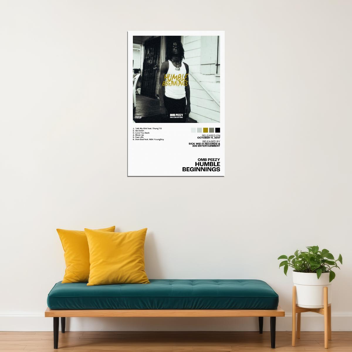 OMB Peezy Humble Beginnings Album Cover Music Poster Rap Home Decor For Living Room Hip-Hop Aesthetic Rapper Album Wall Art Records Poster Wall Decor For Bedroom - xonomax