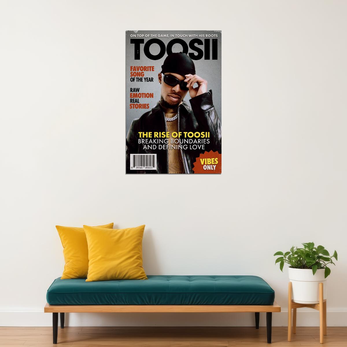 Toosii Rapper Music Poster Retro Old-School Hip-Hop Aesthetic Urban Rap Wall Art Bold Minimalist Style Print for Classic Rap Vibes Room Decor