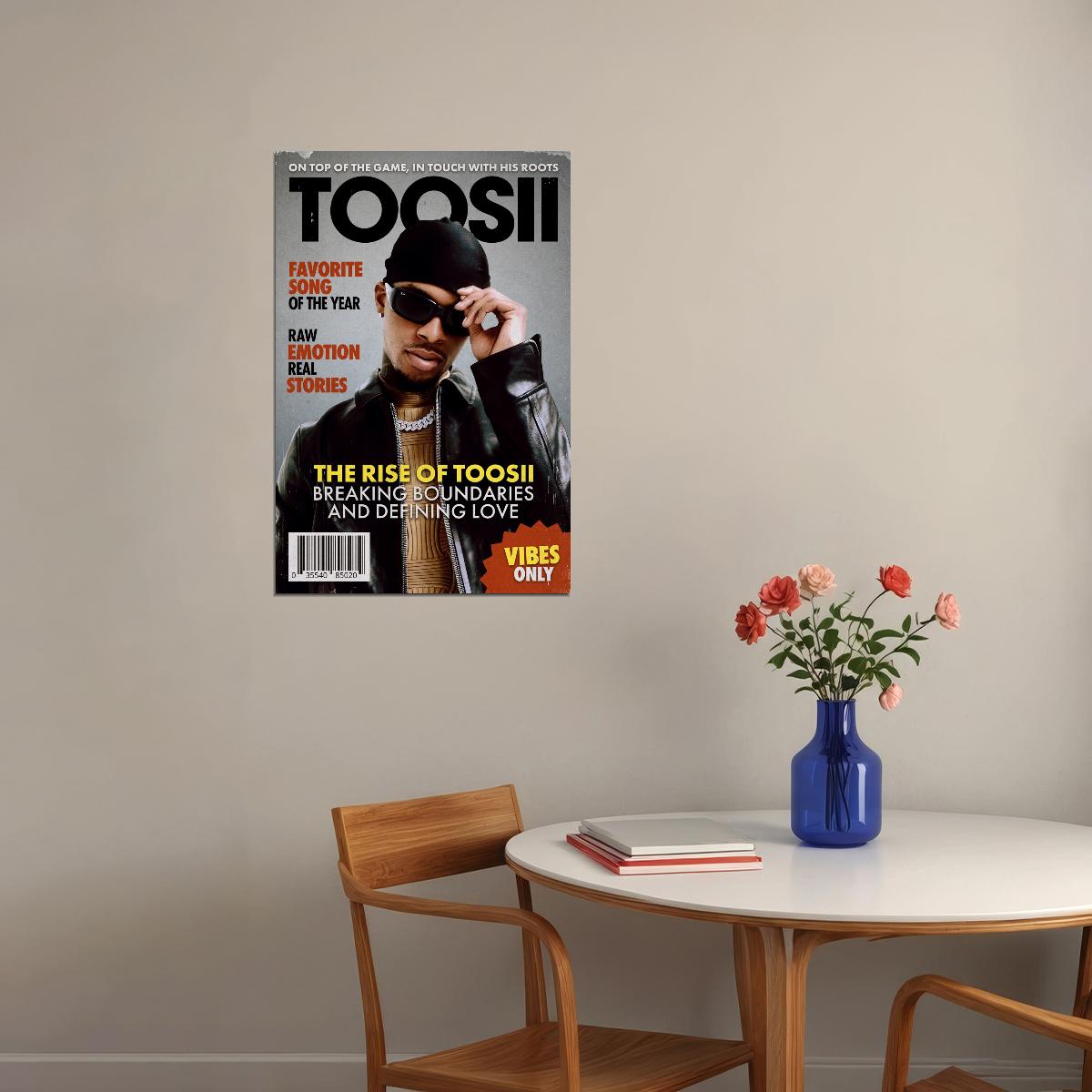 Toosii Rapper Music Poster Retro Old-School Hip-Hop Aesthetic Urban Rap Wall Art Bold Minimalist Style Print for Classic Rap Vibes Room Decor