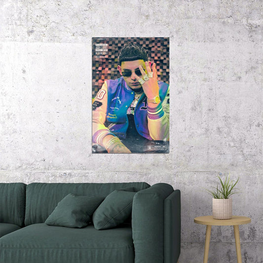 DeeBaby Rapper Music Poster Vibrant Hip-Hop Neon Aesthetic Wall Art Dynamic Colors Modern Street Style Print for Contemporary Rap Culture Decor - xonomax