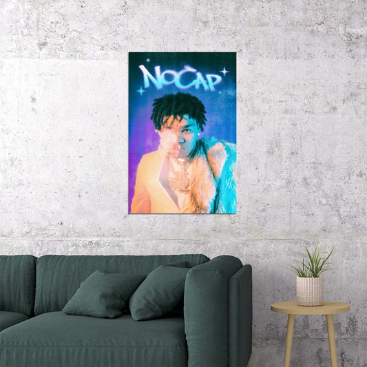 NoCap Rapper Music Poster Dynamic Colorful Aesthetic Hip-Hop Wall Art Eye-Catching Urban Style Neon Influence Print for Rap Culture Lovers Decor - xonomax