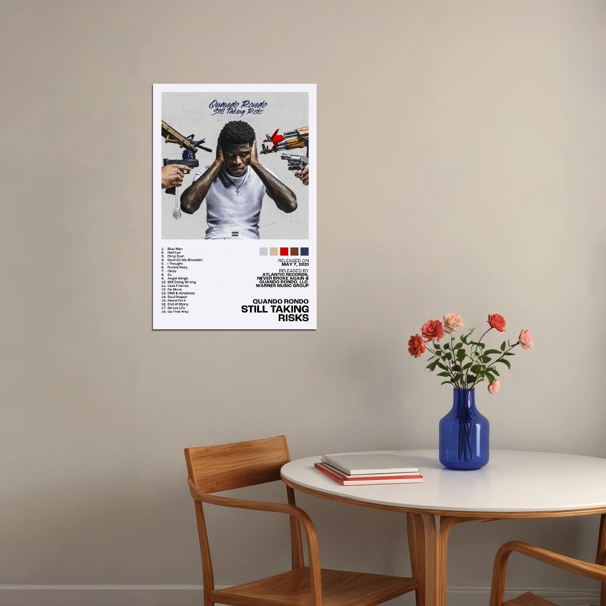 Quando Rondo Still Taking Risks Album Cover Music Poster Rap Home Decor For Living Room Hip-Hop Aesthetic Rapper Album Wall Art Records Poster Wall Decor For Bedroom - xonomax