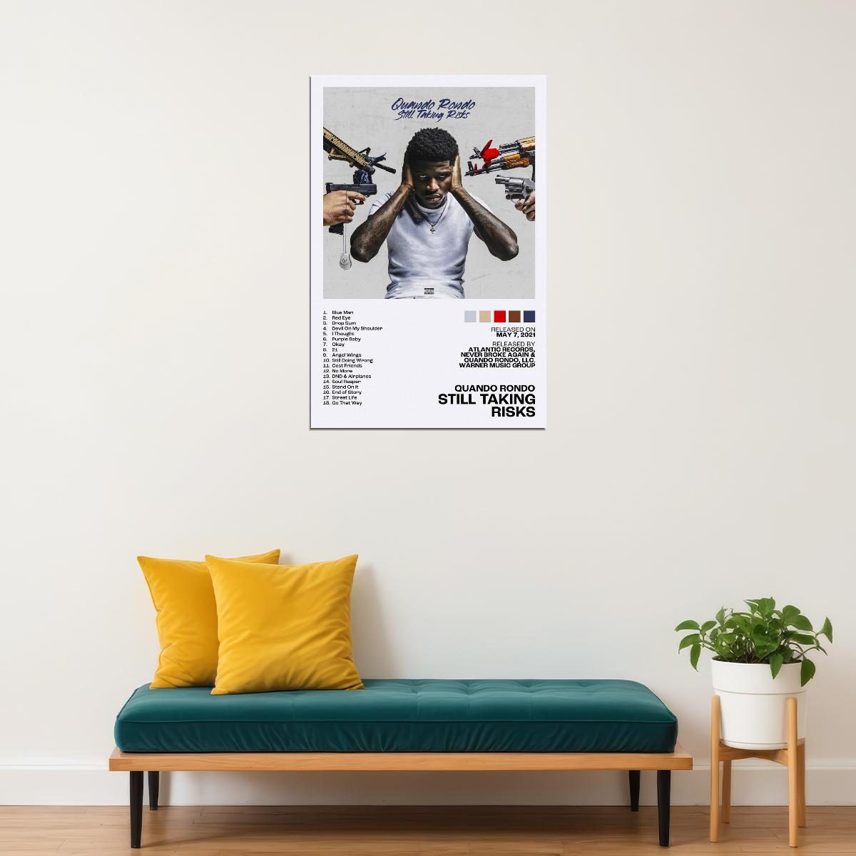 Quando Rondo Still Taking Risks Album Cover Music Poster Rap Home Decor For Living Room Hip-Hop Aesthetic Rapper Album Wall Art Records Poster Wall Decor For Bedroom - xonomax
