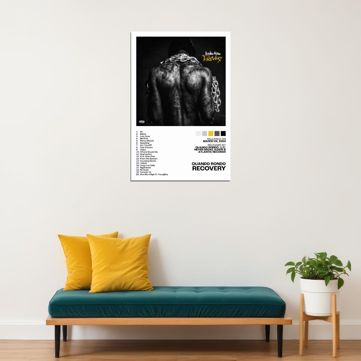 Quando Rondo Recovery Album Cover Music Poster Rap Home Decor For Living Room Hip-Hop Aesthetic Rapper Album Wall Art Records Poster Wall Decor For Bedroom - xonomax