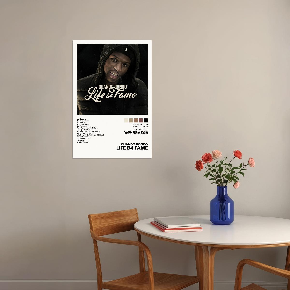 Quando Rondo Life B4 Fame Album Cover Music Poster Rap Home Decor For Living Room Hip-Hop Aesthetic Rapper Album Wall Art Records Poster Wall Decor For Bedroom - xonomax
