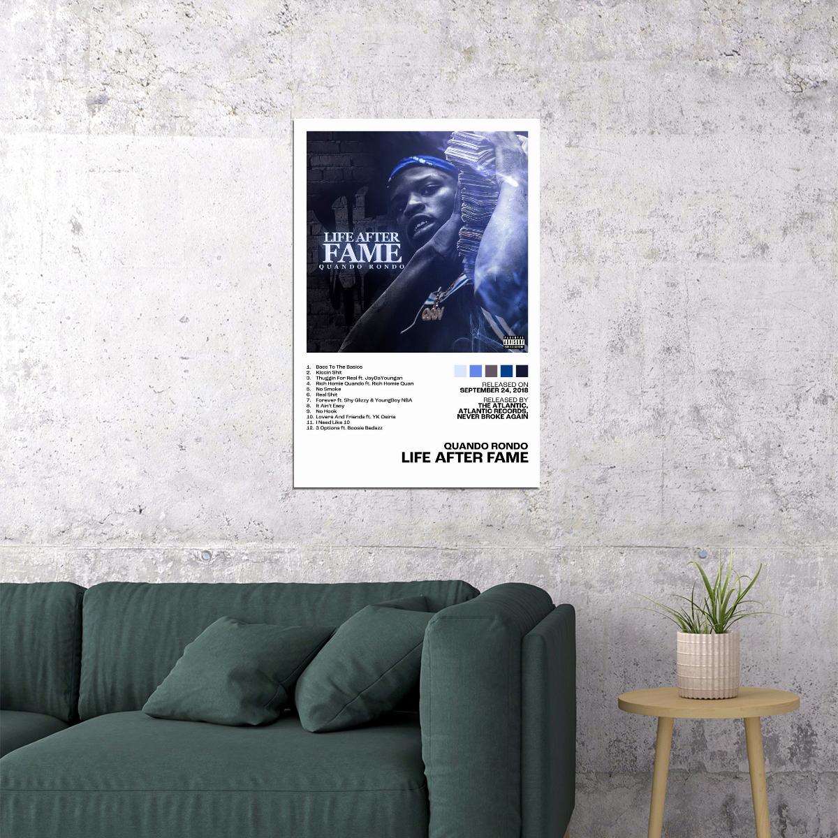 Quando Rondo Life After Fame Album Cover Music Poster Rap Home Decor For Living Room Hip-Hop Aesthetic Rapper Album Wall Art Records Poster Wall Decor For Bedroom