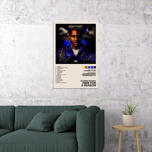 Quando Rondo Here For A Reason Album Cover Music Poster Rap Home Decor For Living Room Hip-Hop Aesthetic Rapper Album Wall Art Records Poster Wall Decor For Bedroom - xonomax