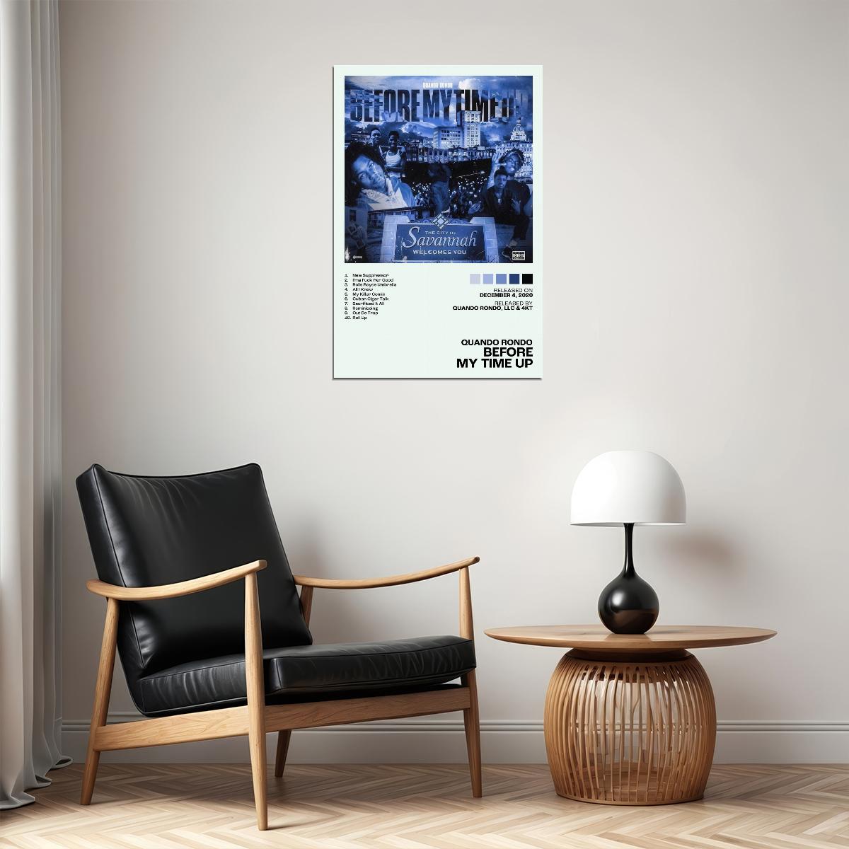 Quando Rondo Before My Time Up Album Cover Music Poster Rap Home Decor For Living Room Hip-Hop Aesthetic Rapper Album Wall Art Records Poster Wall Decor For Bedroom - xonomax