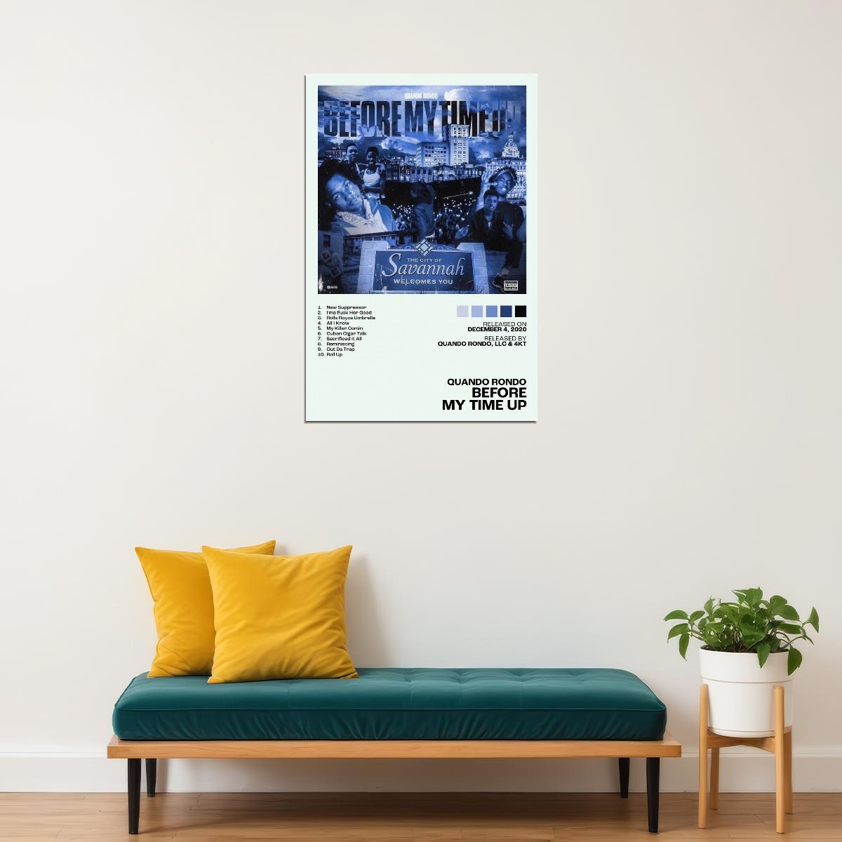 Quando Rondo Before My Time Up Album Cover Music Poster Rap Home Decor For Living Room Hip-Hop Aesthetic Rapper Album Wall Art Records Poster Wall Decor For Bedroom - xonomax
