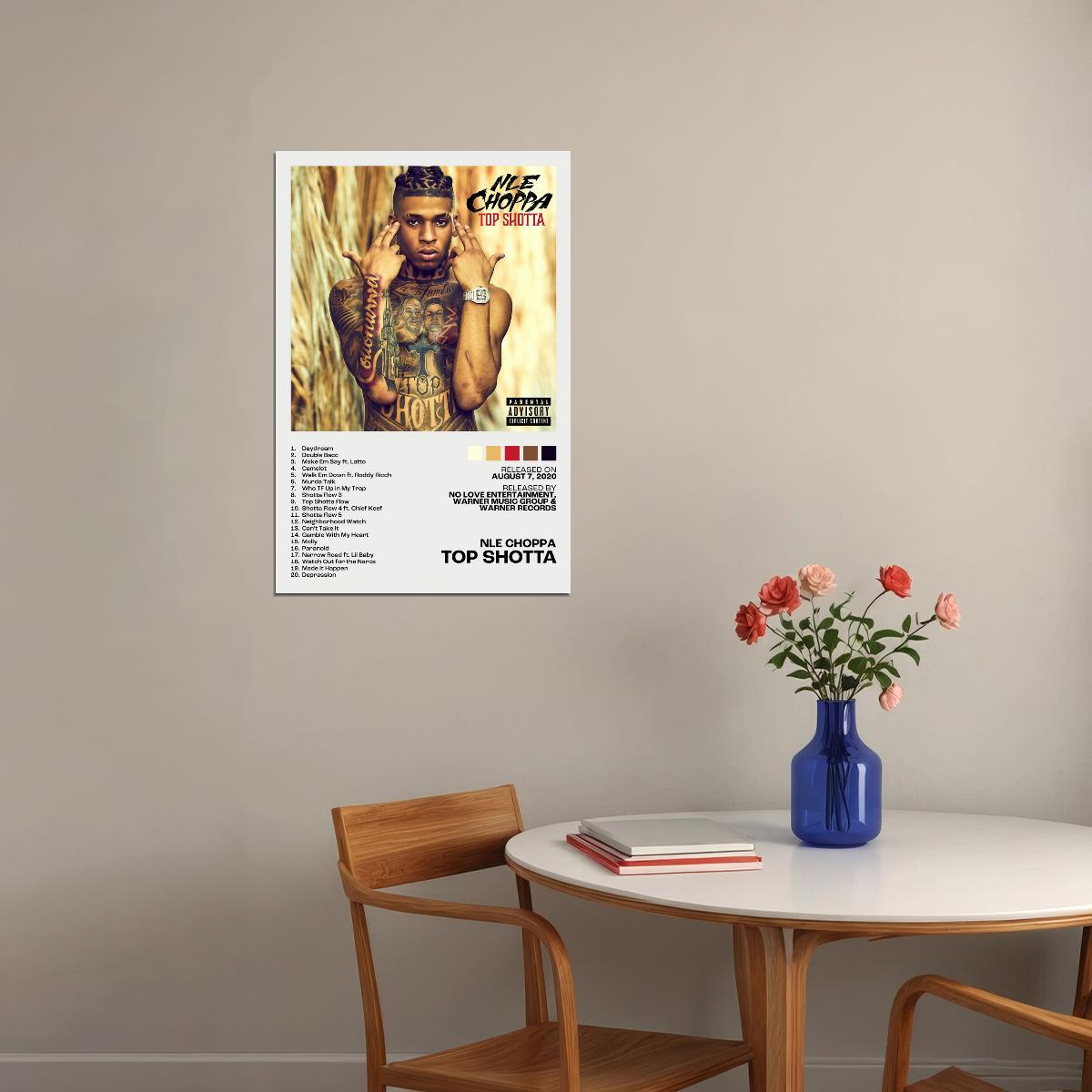 NLE Choppa Top Shotta Album Cover Music Poster Rap Home Decor For Living Room Hip-Hop Aesthetic Rapper Album Wall Art Records Poster Wall Decor For Bedroom - xonomax