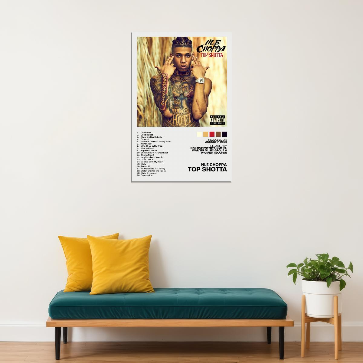NLE Choppa Top Shotta Album Cover Music Poster Rap Home Decor For Living Room Hip-Hop Aesthetic Rapper Album Wall Art Records Poster Wall Decor For Bedroom - xonomax