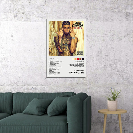 NLE Choppa Top Shotta Album Cover Music Poster Rap Home Decor For Living Room Hip-Hop Aesthetic Rapper Album Wall Art Records Poster Wall Decor For Bedroom - xonomax