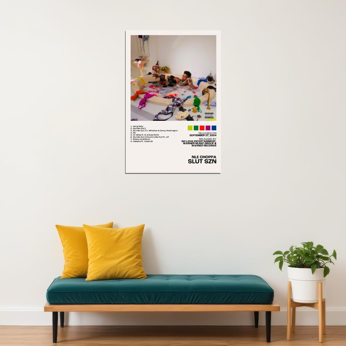 NLE Choppa SLUT SZN Album Cover Music Poster Rap Home Decor For Living Room Hip-Hop Aesthetic Rapper Album Wall Art Records Poster Wall Decor For Bedroom - xonomax