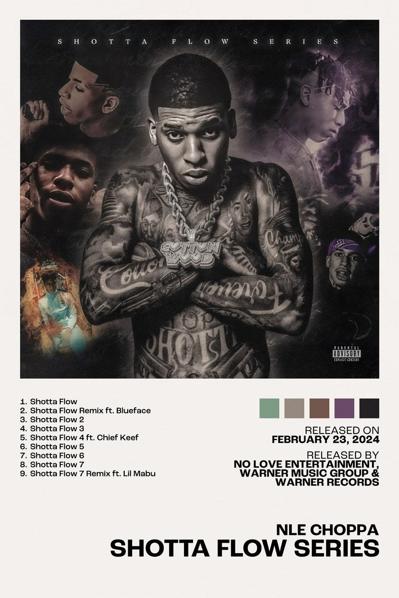 NLE Choppa Shotta Flow Series Album Cover Music Poster Rap Home Decor For Living Room Hip-Hop Aesthetic Rapper Album Wall Art Records Poster Wall Decor For Bedroom - xonomax
