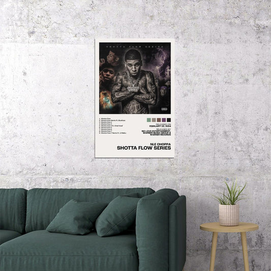 NLE Choppa Shotta Flow Series Album Cover Music Poster Rap Home Decor For Living Room Hip-Hop Aesthetic Rapper Album Wall Art Records Poster Wall Decor For Bedroom - xonomax