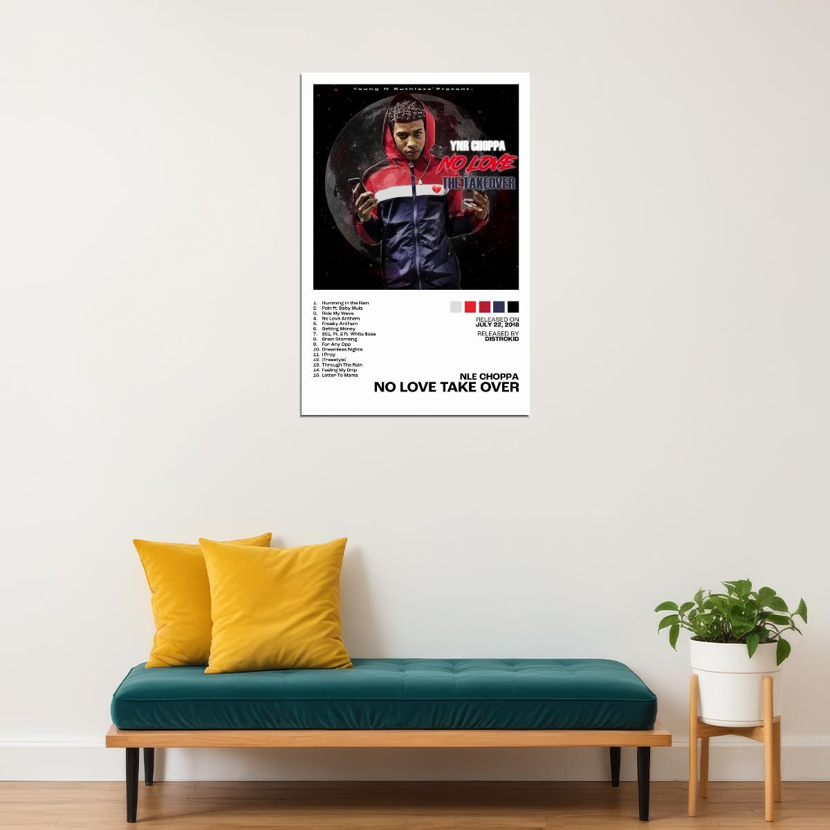 NLE Choppa No Love Take Over Album Cover Music Poster Rap Home Decor For Living Room Hip-Hop Aesthetic Rapper Album Wall Art Records Poster Wall Decor For Bedroom - xonomax