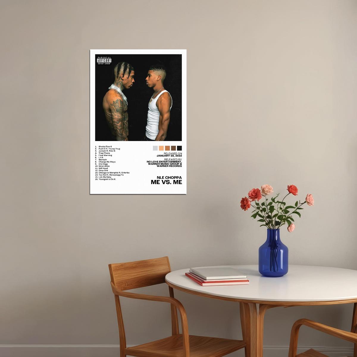 NLE Choppa Me vs. Me Album Cover Music Poster Rap Home Decor For Living Room Hip-Hop Aesthetic Rapper Album Wall Art Records Poster Wall Decor For Bedroom - xonomax