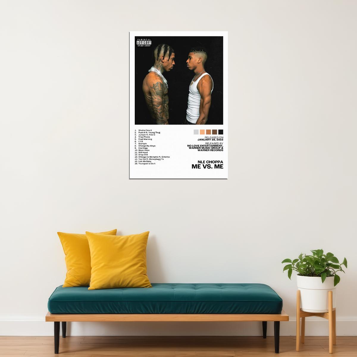 NLE Choppa Me vs. Me Album Cover Music Poster Rap Home Decor For Living Room Hip-Hop Aesthetic Rapper Album Wall Art Records Poster Wall Decor For Bedroom - xonomax