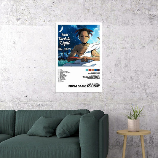 NLE Choppa From Dark to Light Album Cover Music Poster Rap Home Decor For Living Room Hip-Hop Aesthetic Rapper Album Wall Art Records Poster Wall Decor For Bedroom - xonomax