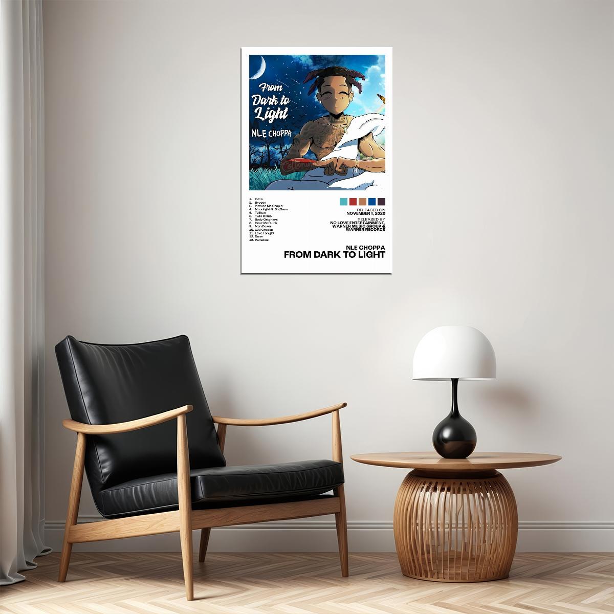 NLE Choppa From Dark to Light Album Cover Music Poster Rap Home Decor For Living Room Hip-Hop Aesthetic Rapper Album Wall Art Records Poster Wall Decor For Bedroom - xonomax