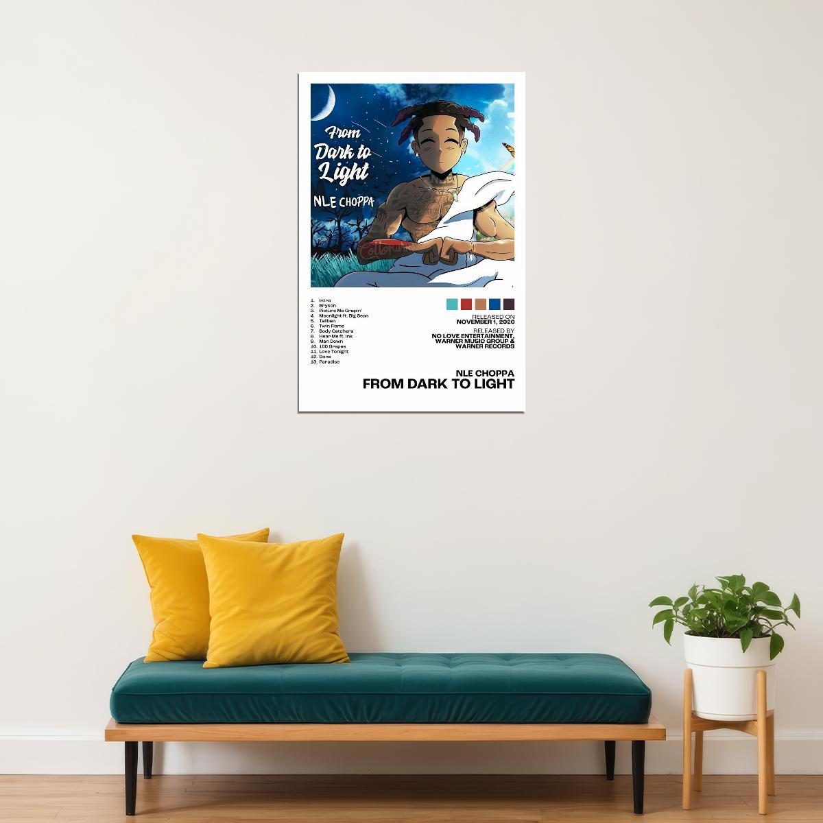 NLE Choppa From Dark to Light Album Cover Music Poster Rap Home Decor For Living Room Hip-Hop Aesthetic Rapper Album Wall Art Records Poster Wall Decor For Bedroom - xonomax