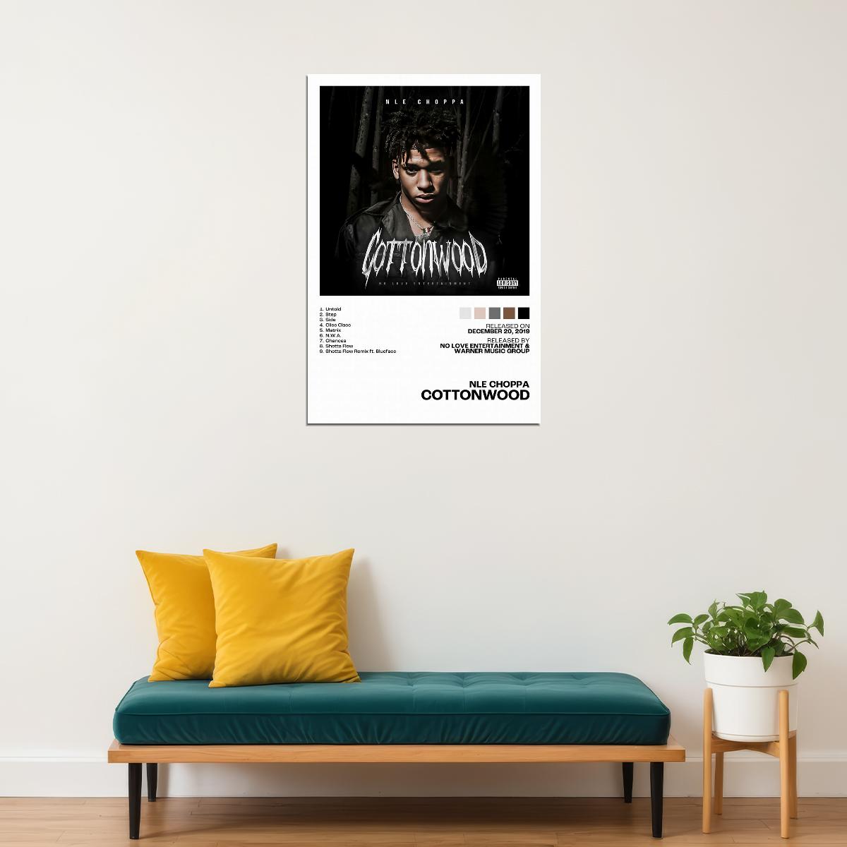 NLE Choppa Cottonwood Album Cover Music Poster Rap Home Decor For Living Room Hip-Hop Aesthetic Rapper Album Wall Art Records Poster Wall Decor For Bedroom - xonomax